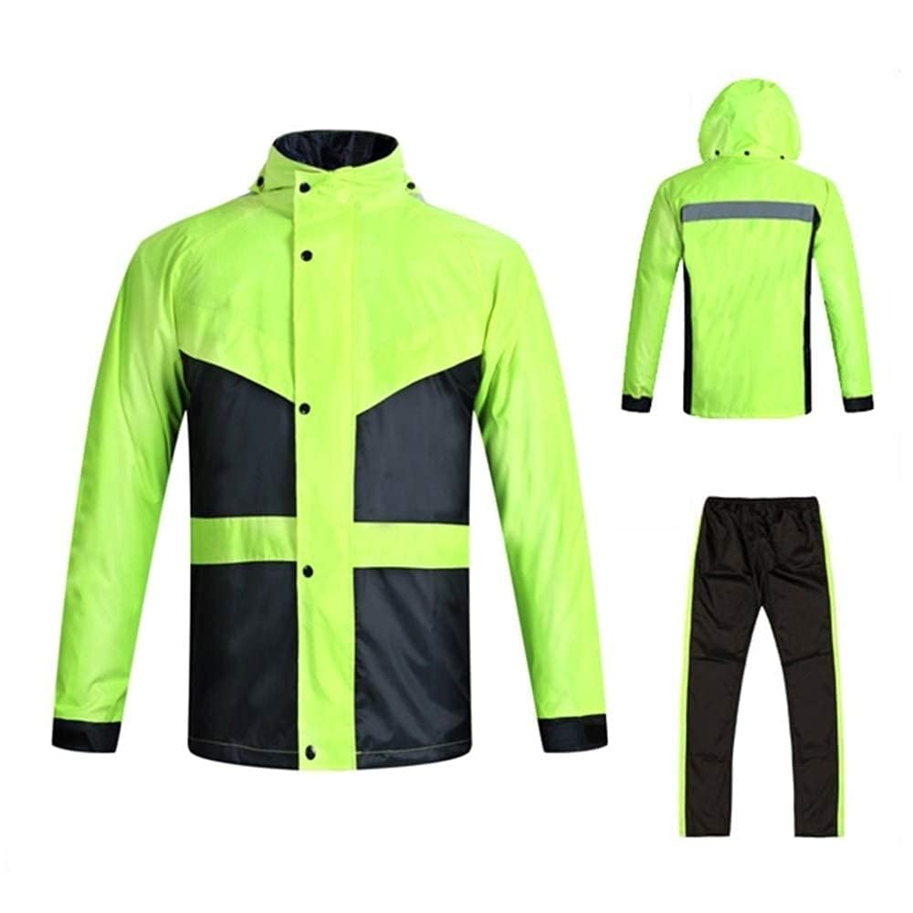 Regenanzug für Männer und Frauen, Regenkleidung, Jacke, Hose, Set wasserdicht, hohe Sichtbarkeit, winddicht, mit Kapuze, wasserdicht, Arbeit, Motorrad, Golf, Angeln XL