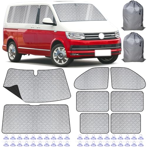 VexNook Innen Thermomatten-Set für VW T5/T6 - Upgrade mit schwarzer Rückseite & dickem Material, 8-teilig, Mehrschichtiger Sonnenschutz, Einfache Montage (T5/T6 Kurzheck-Modellen (SWB)) VexNook Innen Thermomatten-Set für VW T5/T6 - Upgrade mit schwarzer Rückseite & dickem Material, 8-teilig, Mehrschichtiger Sonnenschutz, Einfache Montage (T5/T6 Kurzheck-Modellen (SWB))