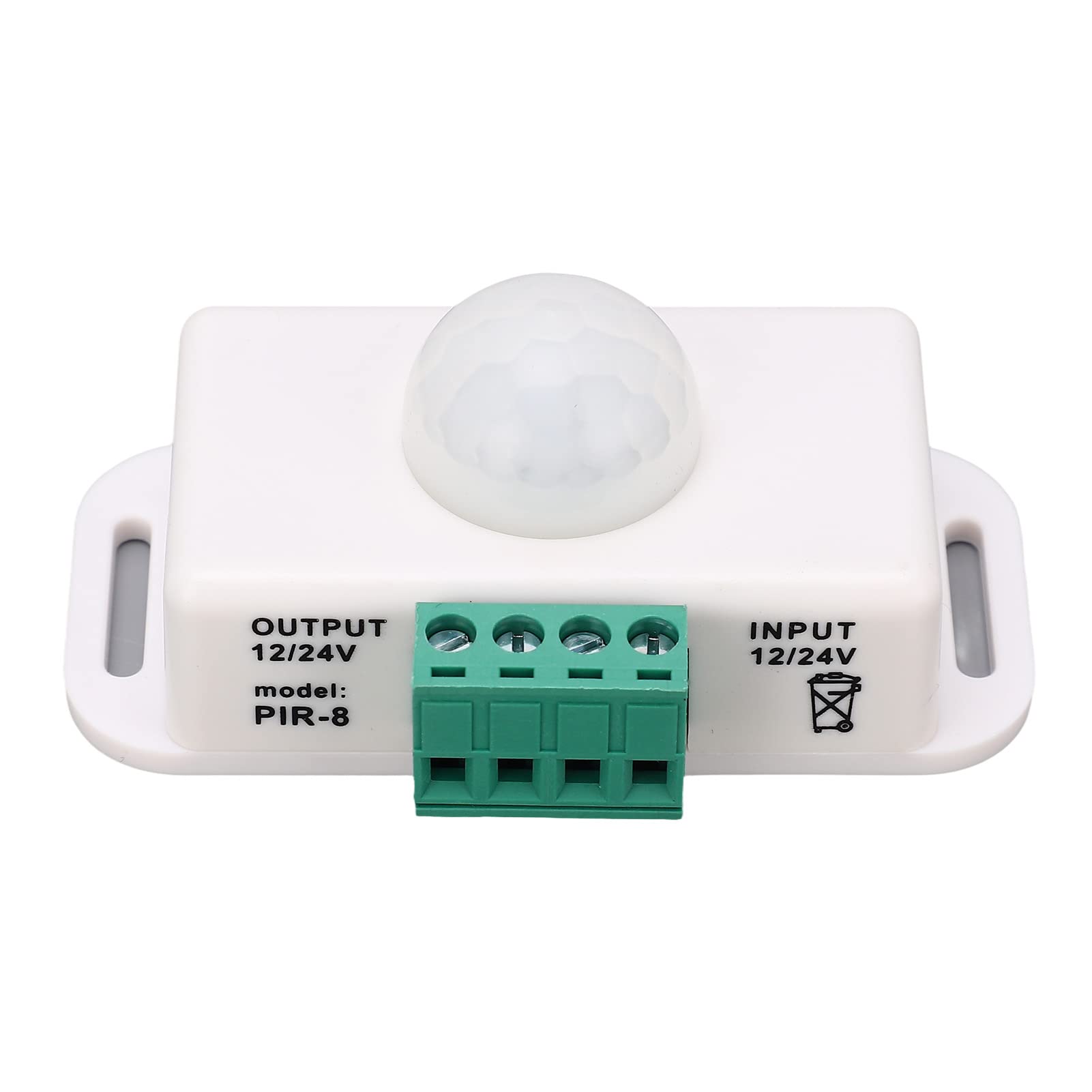 Ejoyous Interruptor de Detección del Cuerpo, Controlador de Sensor de Movimiento PIR ABS DC 12 V 24 V 6 A con Retardo Ajustable de 1 A 10 Minutos Alcance de 5 A 8 M para Armario, Pasillo, Gabinete,