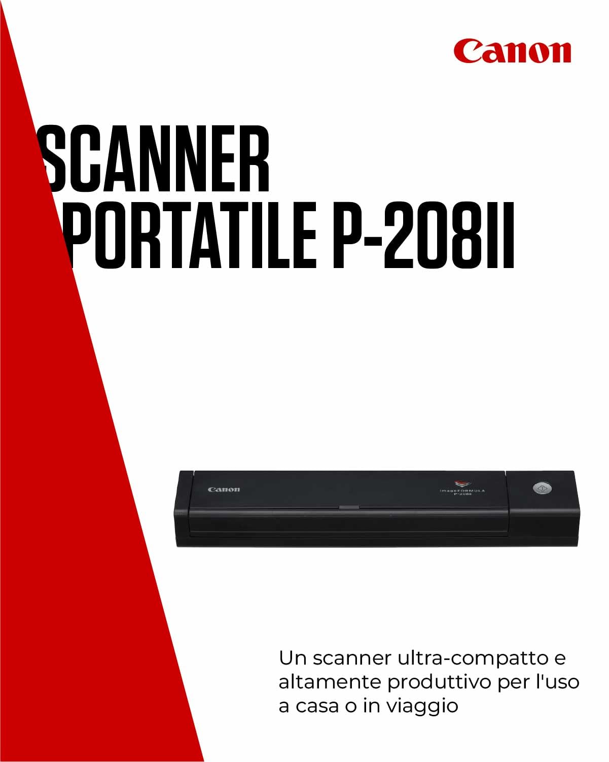 Canon imageFORMULA P-208II Scanner Portatile Fronte-Retro USB Alimentatore Automatico 10 Fogli CaptureOnTouch Lite