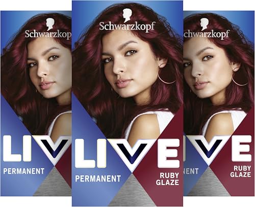 Schwarzkopf Live Urban Metallics U68 Ruby Glaze (3 x 142 5 ml) Haarfarbe mit integriertem Metallic Glanz-Booster permanente Coloration für intensive Farben mit metallischen Reflexen