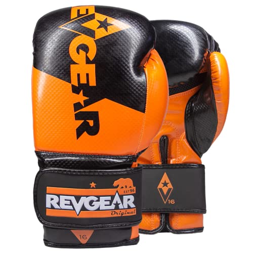 Revgear Pinnacle Boxing Glove | Entry Level | Comfortable & Stylish | Animal Free | Excellent Value (Orange/Black, 16 Oz) #TOP21
