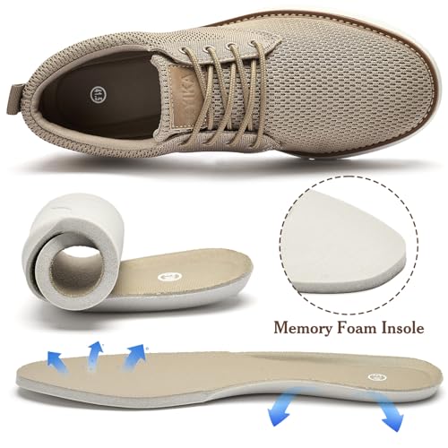 Men's Breathable Mesh Comfortable Business Casual Shoes with Sneakers Design for Long Standing, Office Work, Formal Occasions & Walking Khaki4