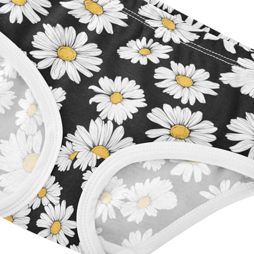 Wusikd White Daisies Black Girls' Underwear Cotton Girls Briefs Soft Toddler Underwear 2T4