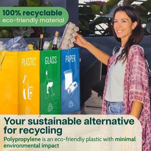 Norggo 3-Pack Recycling Bags - Large Capacity 40L Recycle Bins For Kitchen - Recycle Bin For Paper, Plastic And Glass - Eco-Friendly Recycling Bins. #TOP6