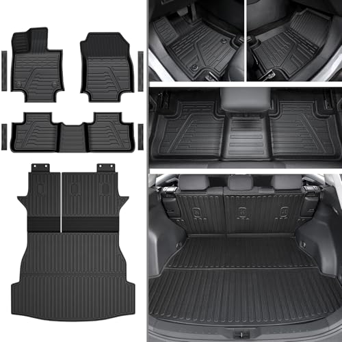 JOULARISE Floor Mats Set for Toyota RAV4 2019-2025 (Both for Gas & Hybrid) Extra Door Sill Guards All Weather TPE Cargo Mat Backrest Mat Cargo Liner Car Accessories