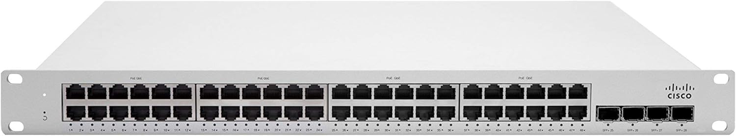 Cisco Meraki MS225-48FP-HW 48-Port PoE Cloud-Managed Gigabit Switch [Unclaimed & No License] (Renewed)