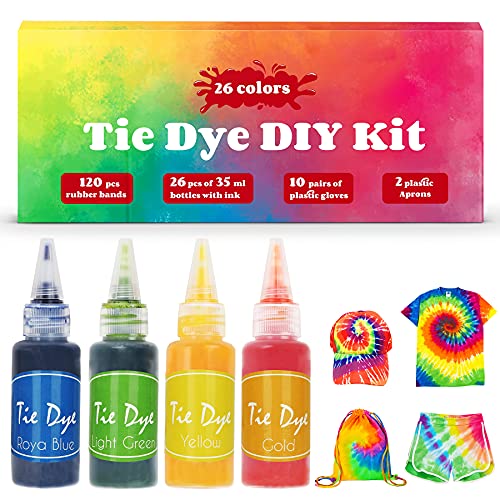 Tie Dye Kits, 26 Colors DIY Fabric Dye Kit for Kids Adults and Groups, Non-Toxic Tie Dye Set for Party, Gathering, User-Friendly, DIY Craft Dye Supplies Thanksgiving Christmas Decorations