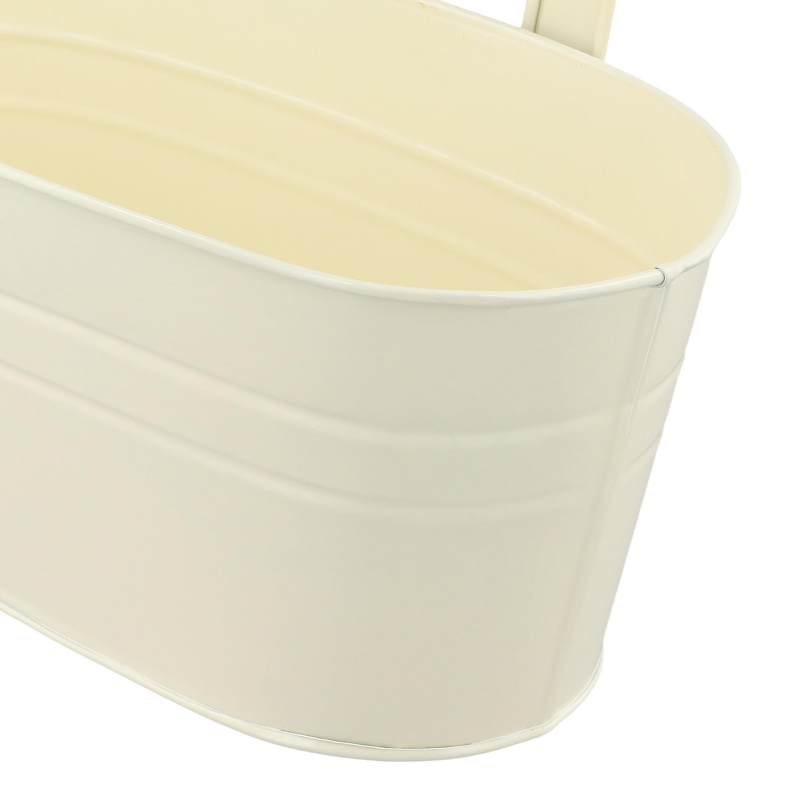 Lot de 5 Pots de Fleurs Suspendus en Métal Beige pour Balcon - Jardinière Suspendue avec 2 Trous de Drainage - 27x14,5x12 cm - Intérieur et Extérieur