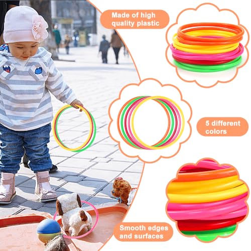 NAROSEBE 15 Stück Aktivitätsringe Ringwurfspiel Plastik Wurfringe Spiel Toss Ringe Mehrfarbig Koordinationsringe Fussball für Ringe Werfen Spiel, Kinder Target Übungsspiele (14,5 cm)
