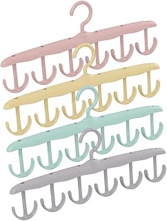4piezas Colgador Multiusos para Corbatas Cinturones y Bufandas Organizador De Ropa para Armarios Soporte Ligero y Resistente para Almacenaje Casa Colores Rosa Amarillo Gris Verde