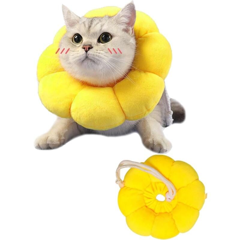 Soft Adjustable Cat Collar, Bite-Proof & Anti-Licking Pet Collar for Cats & Puppies - Post-Surgery Wound Protection to Prevent Infection