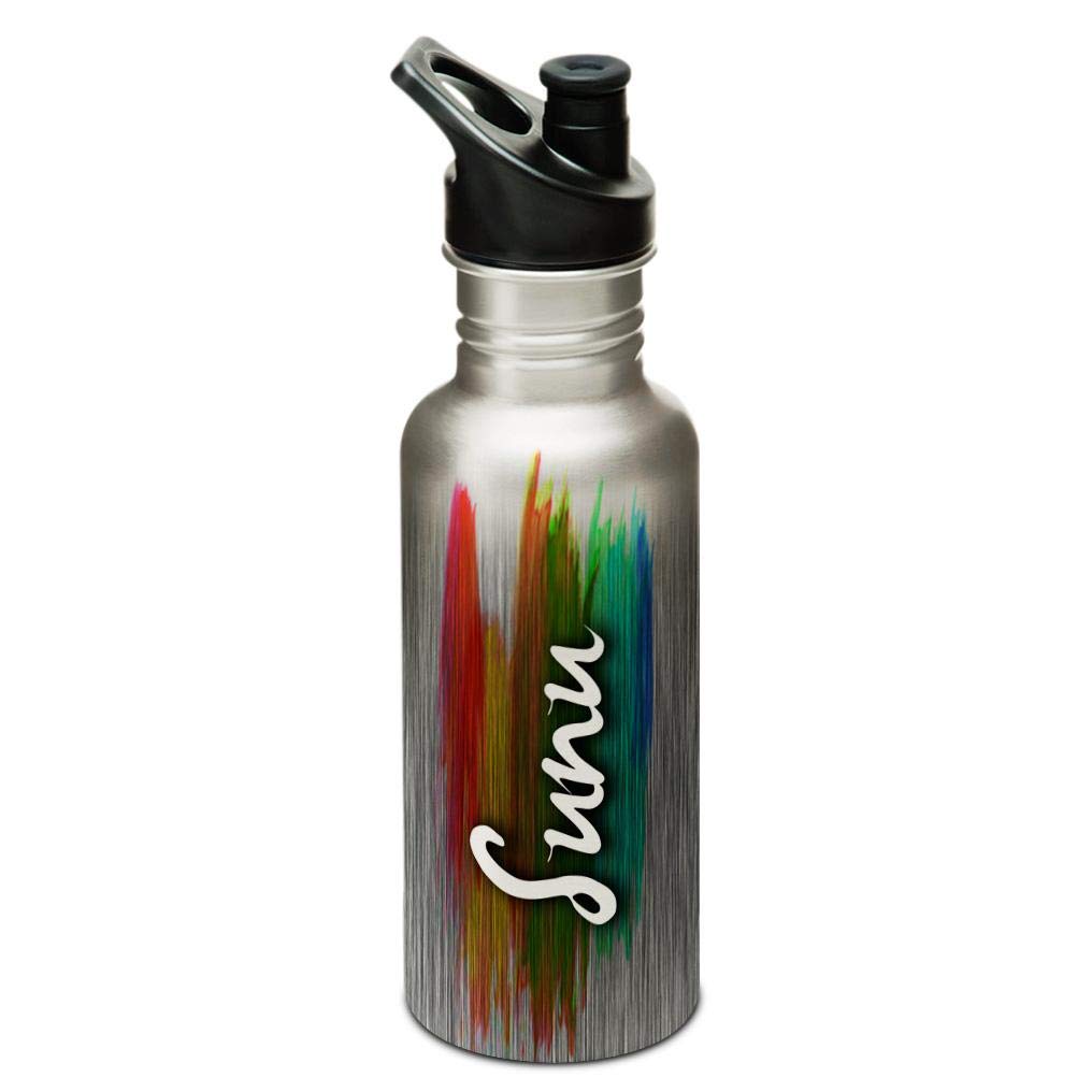 Hot Muggs "Sunu Me Paintbrush Stainless Steel Sports Cap Water Bottle, 600ml