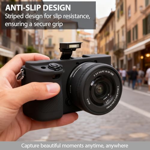 Funda de silicona para cámara Sony Alpha A6400 A6300 negra miniatura 2