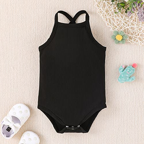 Newborn Baby Girl Boy Summer Romper Pack Tank Top Romper Sleeveless Solid One-piece Cami Bodysuit Ribbed Jumpsuit4