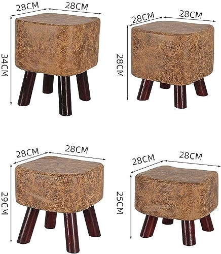 Tabouret bas repose-pieds ottoman en tissu amovible 4 pieds bois