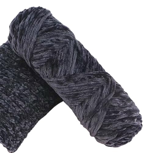 Yarn Velvet Knitting Yarn Soft Crochet Ball Craft Multi Colors, Ideal for Beginners Kids Crafts (Deep Grey)