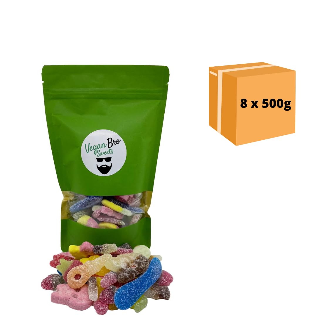Vegan Bro SWEETS Big Bag sauer - Vegane Fruchtgummis Weingummi Candy Bar - perfekt zum verschenken 8x 500g