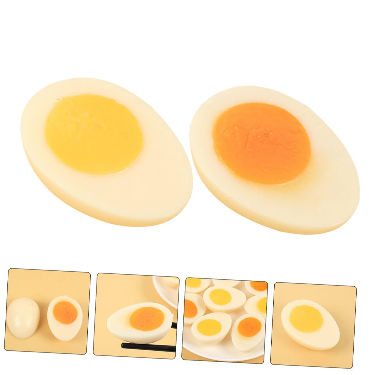 Vaguelly 4pcs Fake Food for Photography Egg Prop Fake Eggs Egg Slices Model Fake Food for Props Faux Egg Food Prop Eggs Realistic Food Props PVC Artificial Salted Eggs Student