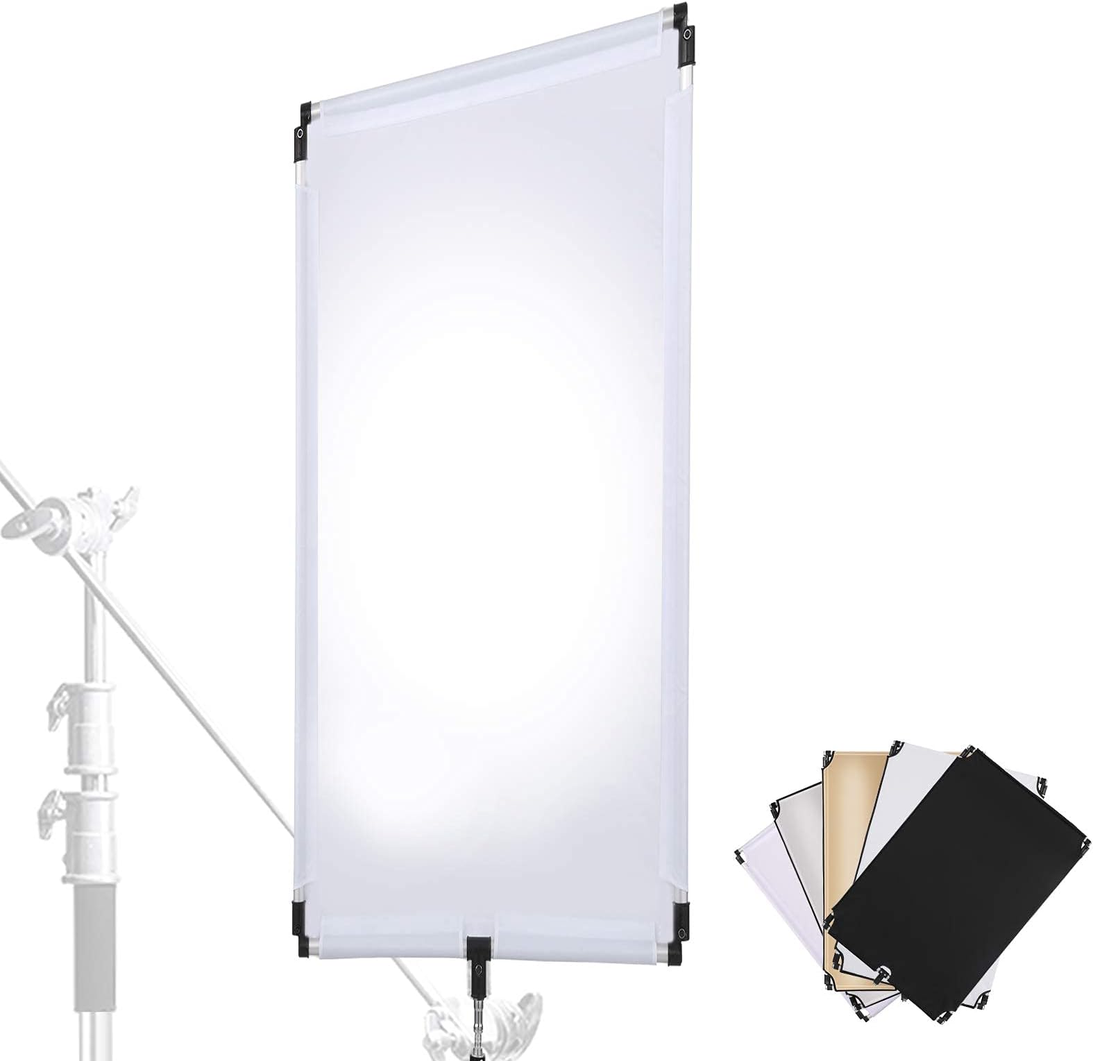 Soonpho 35" x 47"/90 x 120cm Light Reflector 5-in-1, Portable Collapsible Diffuser with Bag for Photo Video Studio Shooting - Translucent,Silver, Gold, White and Black (90 x 120cm)