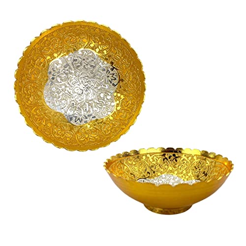 Cuenco chapado en plata y oro artesanal para decoración elegante de mesas 5