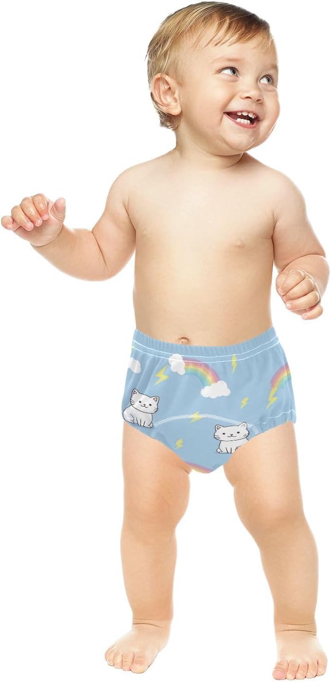 Baby Girls Underwear Potty Training Pants Reusable Cute Animal Cat Rainbow Lightening Overnight Potty Training