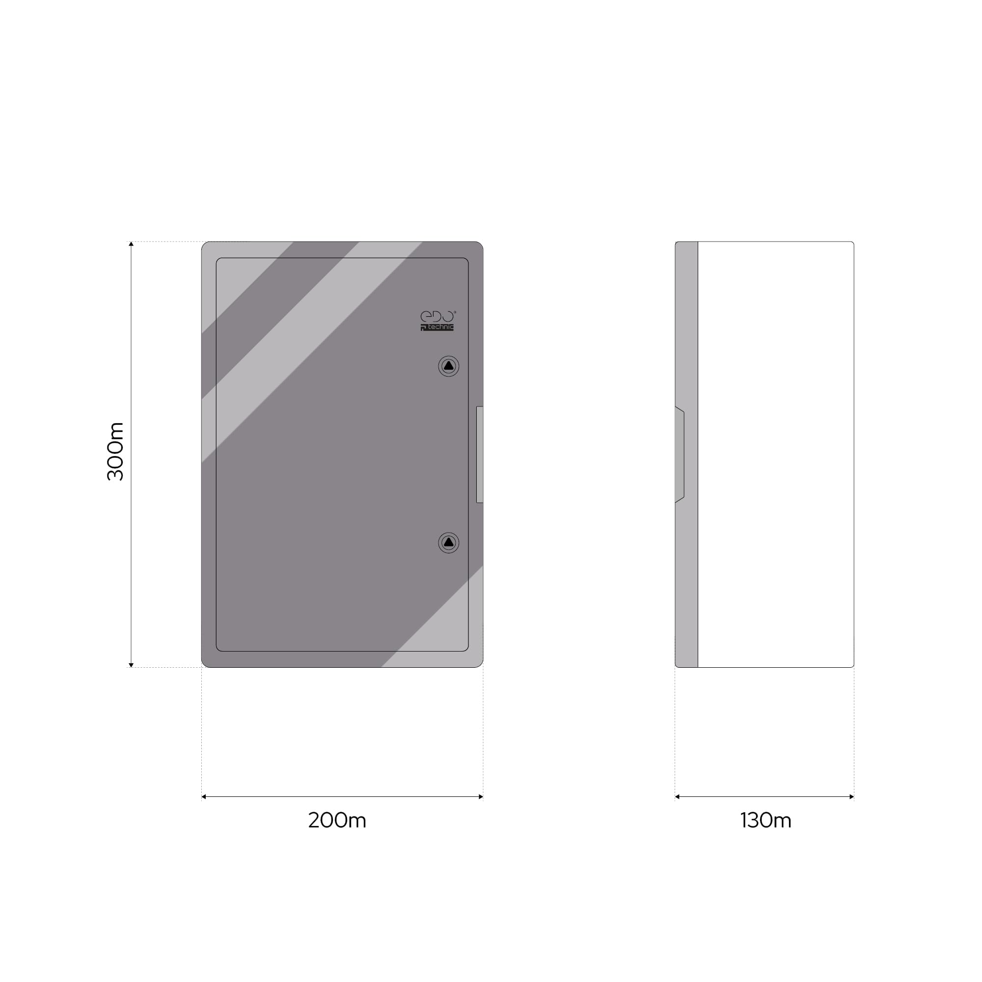 EDO Cuadro Eléctrico de Superficie IP65 200x300x130 mm - Gris | Armario de Distribución en ABS/PC con Puerta Transparente y Placa de Montaje Galvanizada - Caja Estanca Interior y Exterior