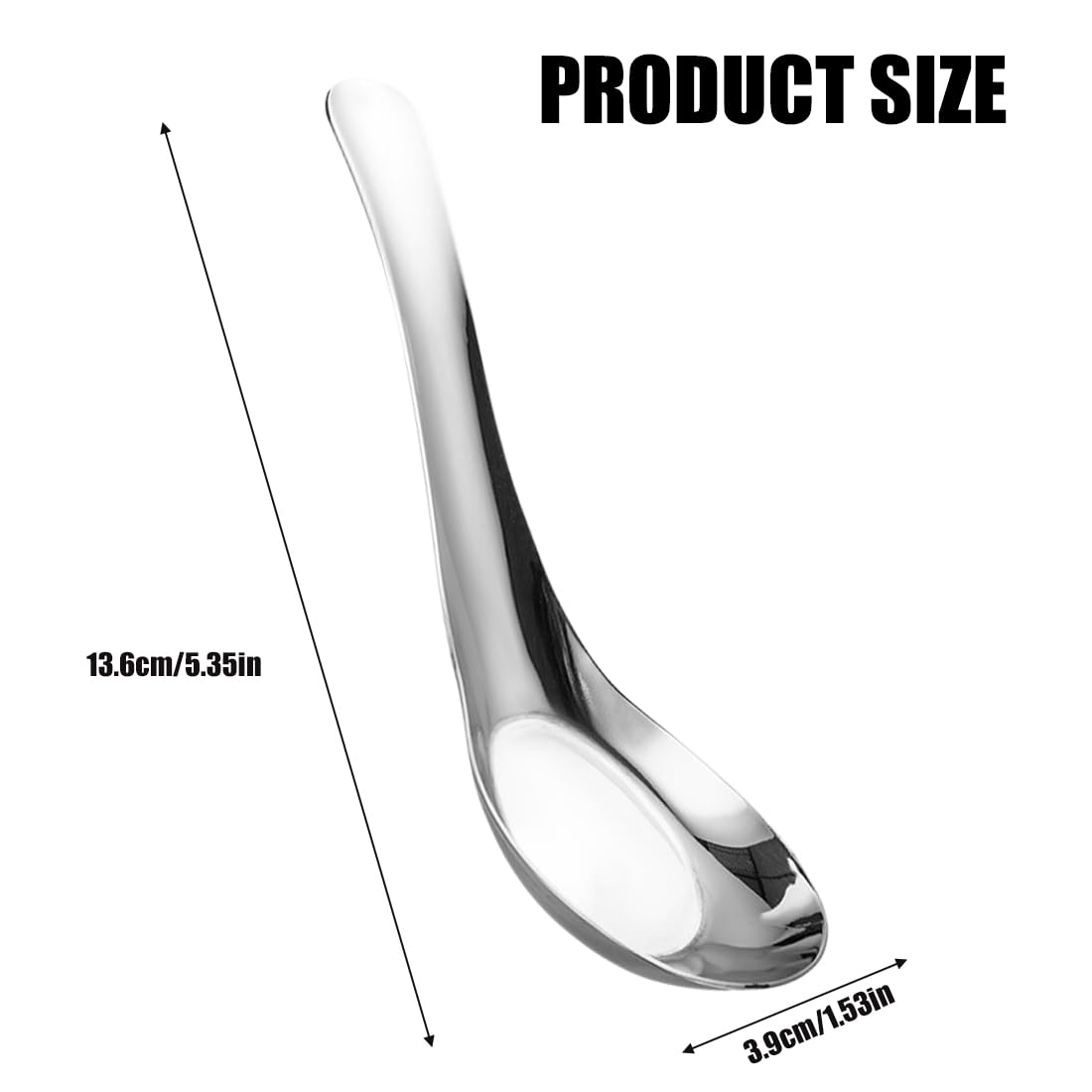 Cucchiai da zuppa in acciaio inox, set di 6 cucchiai da minestra con manico lungo, cucchiaini da minestra argentati asiatici per Ramen Thai Miso (SP01