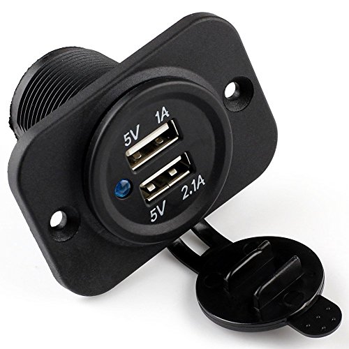 ATORSE® 1A/2.1A Charger Port Socket for Car Boat Motorcycle 12V Dual 2 USB Outlet