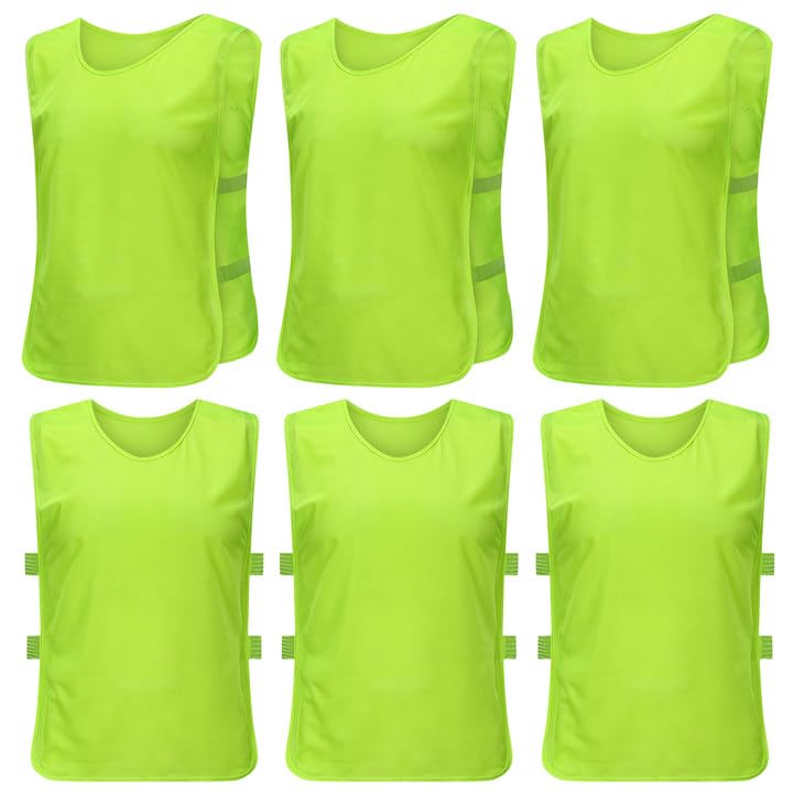 Peto y Futbol Niños, 6 Piezas Deportivas para Niños, 36 * 56 cm Chalecos de Entrenamiento para Fútbol y Baloncesto (Verde)