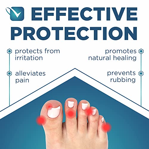 Image of Soft Gel Toe Caps with Healing Coconut Oil - 6 Reusable Small Toe Protectors for Ingrown or Missing Toenails, Corns, Calluses & Blister Relief