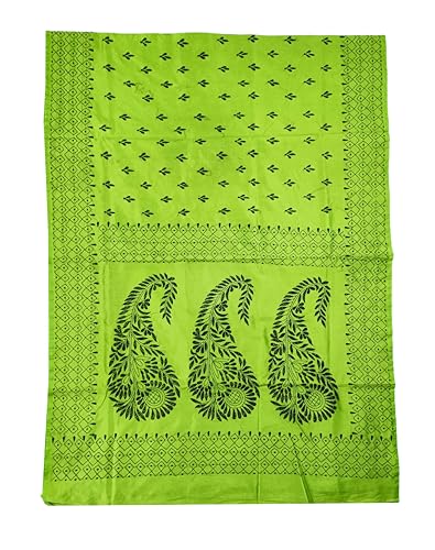 Image of SHRISTI CLOTHINGS Women's Hand Embroidered Cotton Silk Kantha Stitch Saree with Blouse Piece (SB430324 LIGHTGREEND20)