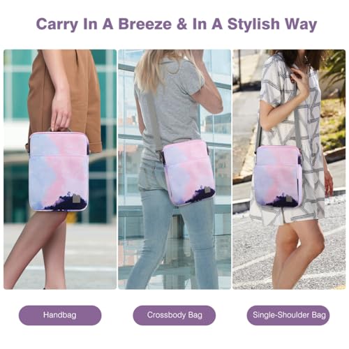 Image of Dadanism 9-11 inch Tablet Sleeve Shoulder Bag Carrying Case with Handle for iPad 9 /8 /7th 10.2, iPad Pro 11 M4 M2, iPad Air 11 inch, iPad Air 5 /4 10.9, iPad 10th Gen 10.9, Galaxy Tab A9+ /S9 FE, Blue-Pink