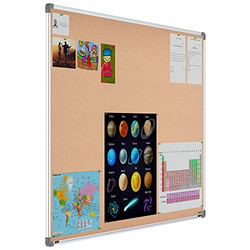Image of Scholar Art Metis 4x6 Feet Cork Board for Office, Home & School | High Strength Natural Cork + High Density Soft Board for Pinning Photos, Sticky Notes & Reminders