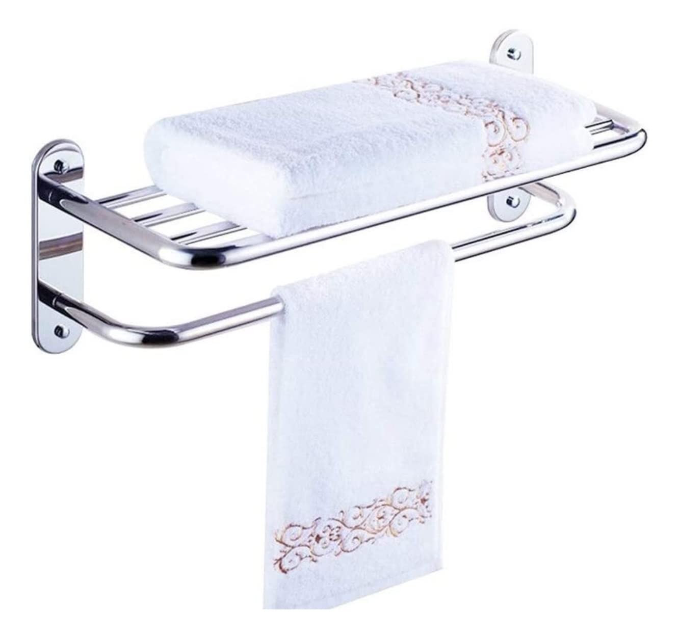 asdchZen Towel Rack Towel Rail Stainless Steel Towel Rack With Towel Bars Wall Mounted Towel Holder 2 Tier Towel Shelf Storage Organizer Hotel Bath Towel Bar Towel Holde