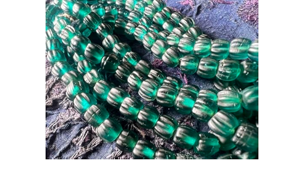 アンティーク透明緑色の小粒蜜柑玉ネパールインドパシフィックビーズ