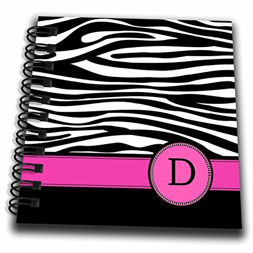 Mini carnet de notes zèbre monogramme rose lettre D 10,2 cm - 2
