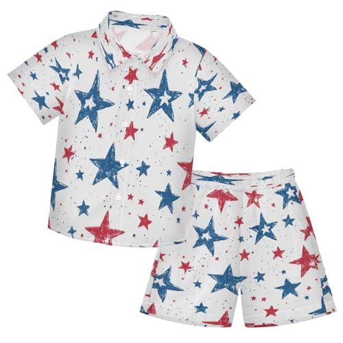 Boccsty American Stars Stripes Boy Summer Shorts Sets Hawaiian Toddler Boys T-Shirt & Pants 2 Pcs 3T