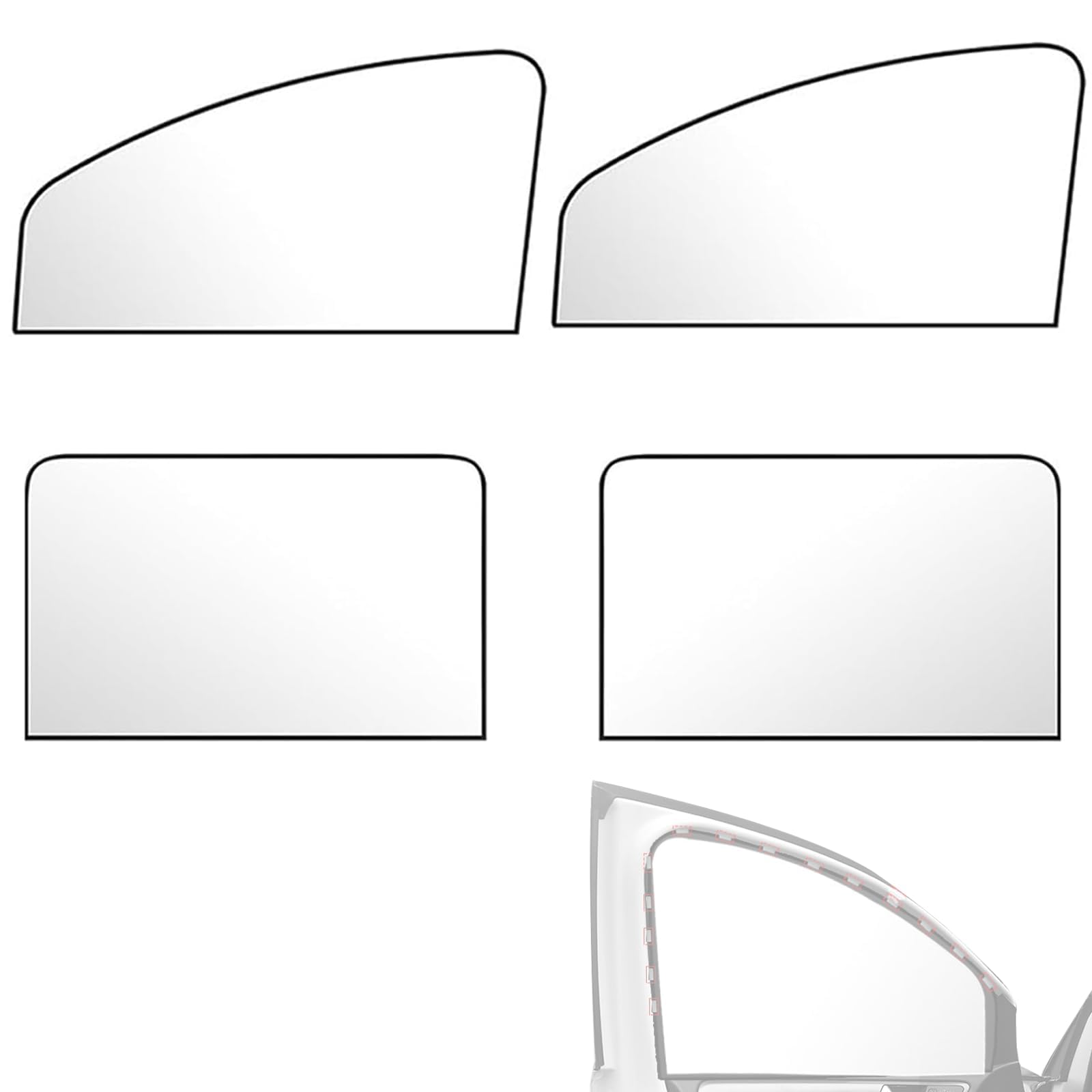 ONEMAJI 4 Pcs Car Window Sun Shade for Abarth 500 595 695 Coppa Coppone, Car Sun Shade Side Window Shade Magnetic Window Curtain UV Protection Privacy Screen,White