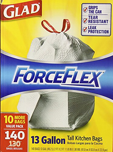 Glad Tall Kitchen Trash Bags, 13 Gal, 140 Ct