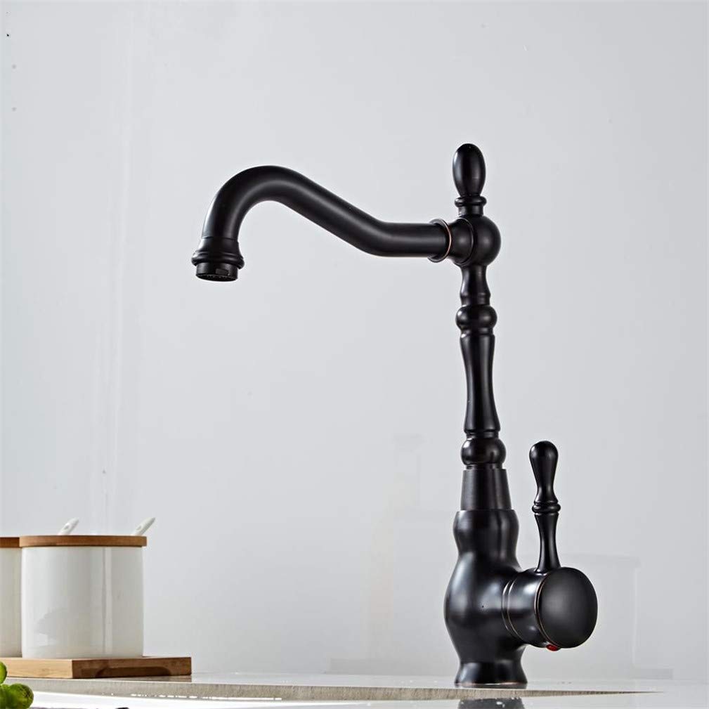 MXXQRHF Black Kitchen Faucet 360 Swivel Kitchen Sinks Faucet Kitchen Mixer Tap Single Handle with Aerator Deck Mounted Cold and Hot Mixer Tap Retro Style Auspicious Clouds