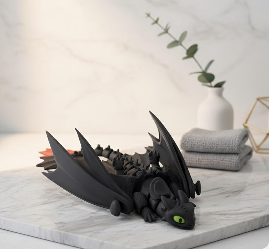Stemply Toothless Dragon – Night Fury Collectible Toy for Boys, Girls & Anime Lovers – Dragon Action Figure for Teenagers & Toy Collectors (Night Fury Edition)