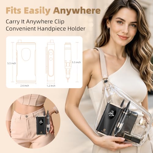 COYZU Professional Electric Nail Drill Rechargeable Nail File | for Acrylic & Gel, High Speed 45000RPM, Cordless, Portable Gel Polish Removal E file, Beginner Friendly, for Beauty Lovers - image 8