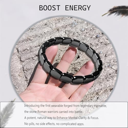 Hematite Bracelet for Men Woman, Naturally healing Stone Beaded bracelets Adjustable Elastic Stretch Bracelets Protection Bracelet Stylish Restore Confidence Inspirational Jewelry4
