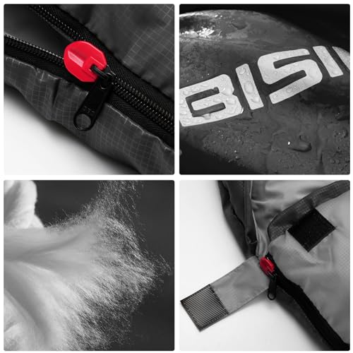 BISINNA Slaapzak met kussen - 4 seizoenen lichtgewicht waterdichte warme slaapzak met compressiezak voor volwassenen, vrouwen, mannen buiten kamperen, wandelen (zwart, 4 seizoenen rechtse - Afbeelding 5