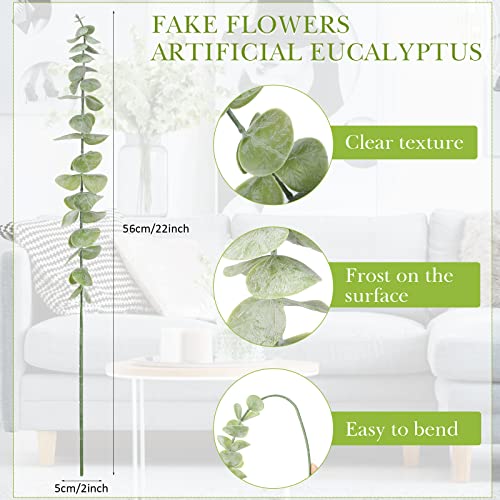 Waydress 20 Pieces Artificial Eucalyptus Stems Faux Eucalyptus Spray Eucalyptus Branches Stems Fake Leaf Stem Fall Decor Plants For Party Wedding Flower Home Diy Decor (Green, 22 X 2 Inch) #TOP1