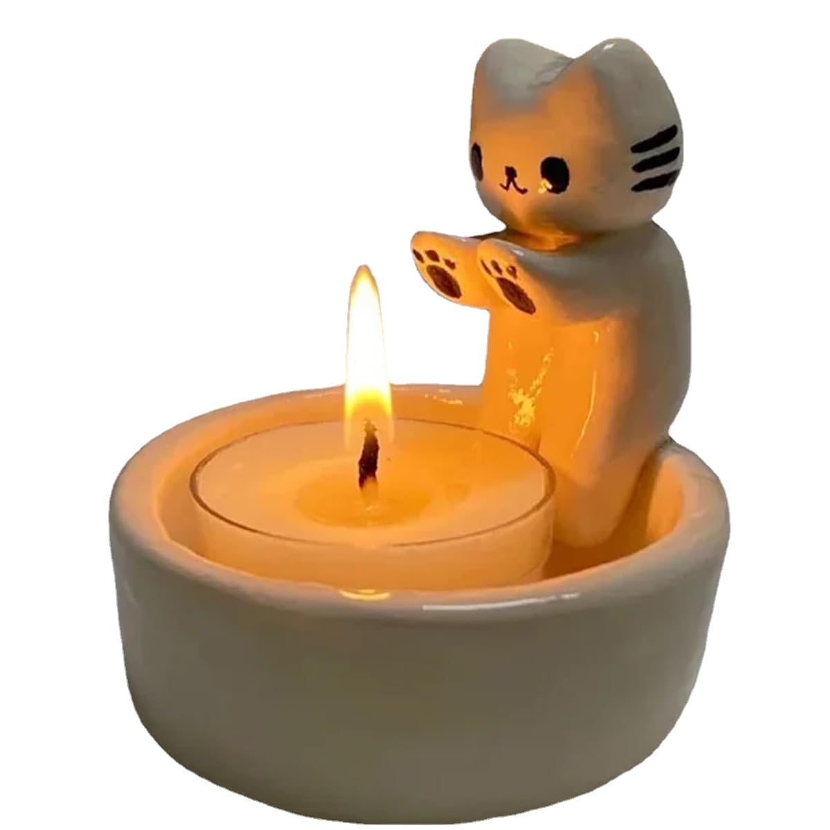 Amazon.co.jp: 子猫のキャンドルホルダー 足を温める 猫 キャンドル