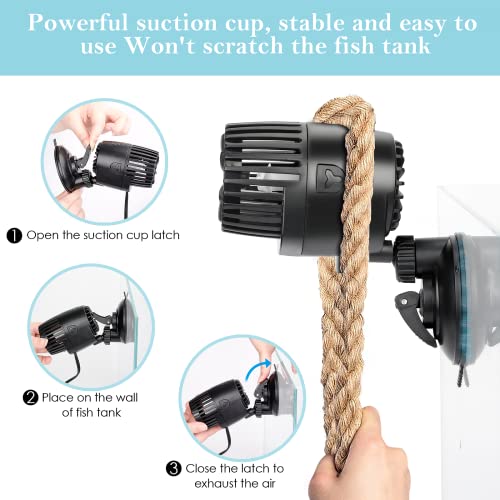 Image of AQQA Aquarium Wave Maker,3W /5W /10W /15W Suction Cup Fish Tank Single Powerhead Pump,110V /60Hz Ultra Quiet Submersible Circulation Pump,360Adjustable For Freshwater Saltwater Black