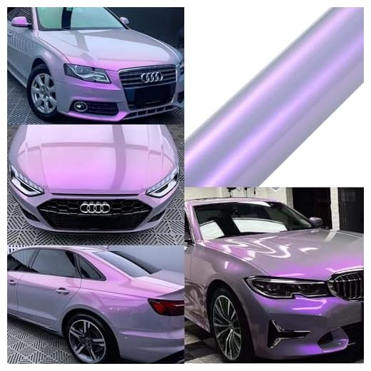 YOLOCKEY Chrome Grey to Purple Vinyl Wrap, Gloss Car Wrap Vinyl Roll Adhesive Decal Film Sheet Air Release Auto DIY Decor, Self-Adhesive Car Wrapping