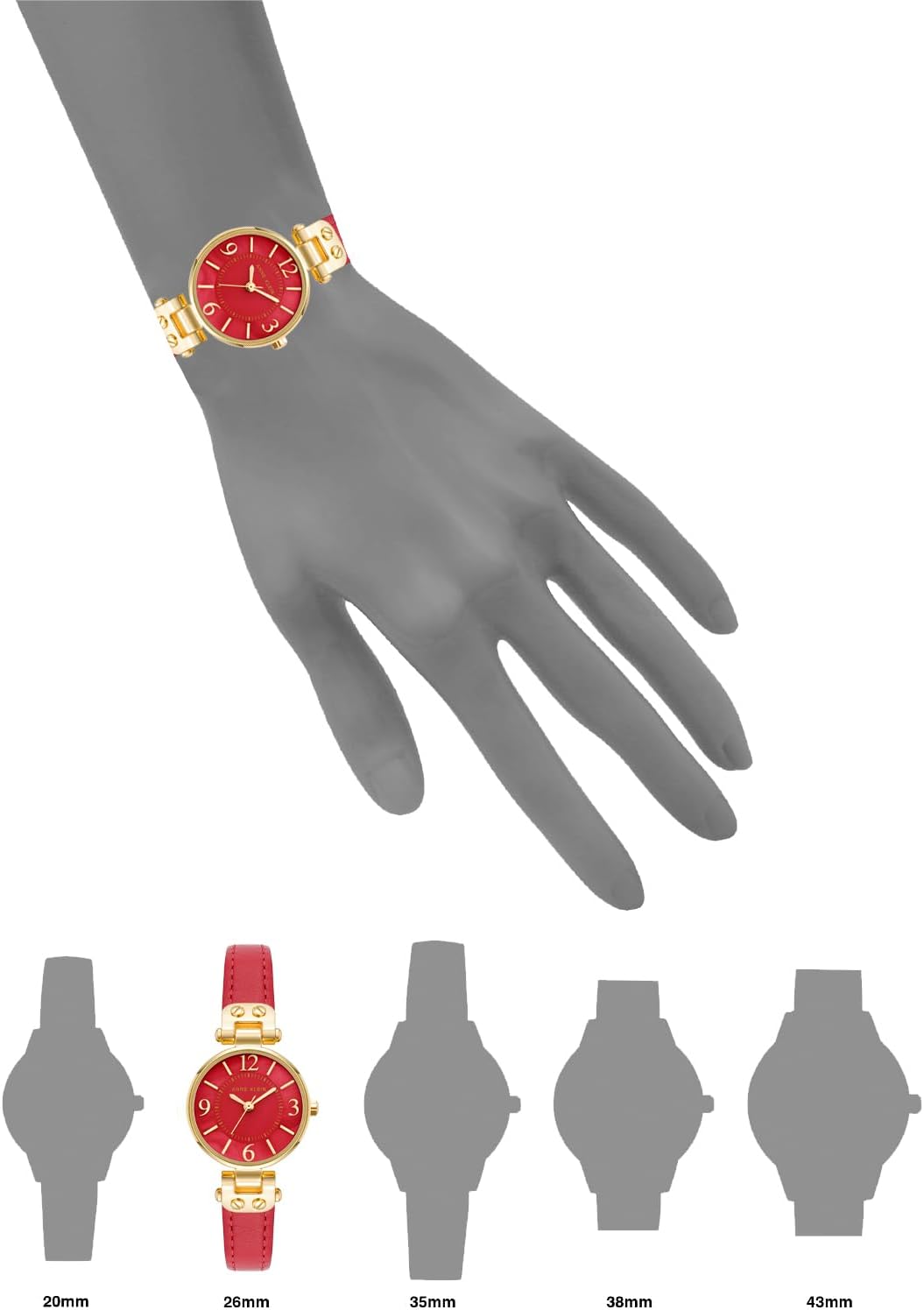 Anne Klein Women's Leather Strap Watch Berry Red/Gold